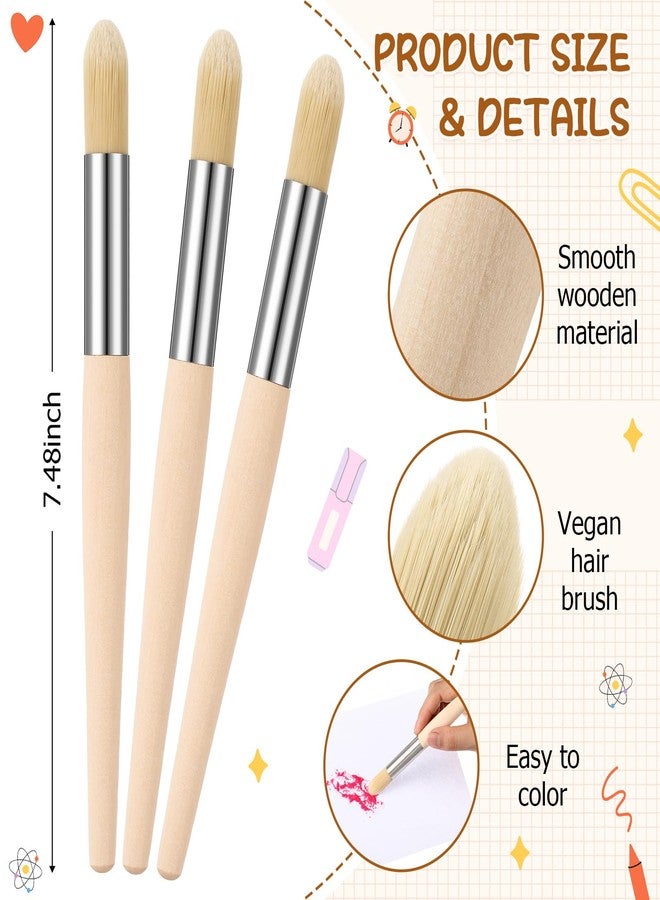 Sinload 6 Pcs Watercolor Paint Brushes for Toddler Kid Baby Jumbo Brushes with Chubby Wood Handles Easy to Grip Round Non Toxic Vegan Bristles for Preschool Painting Art Craft - Image 2